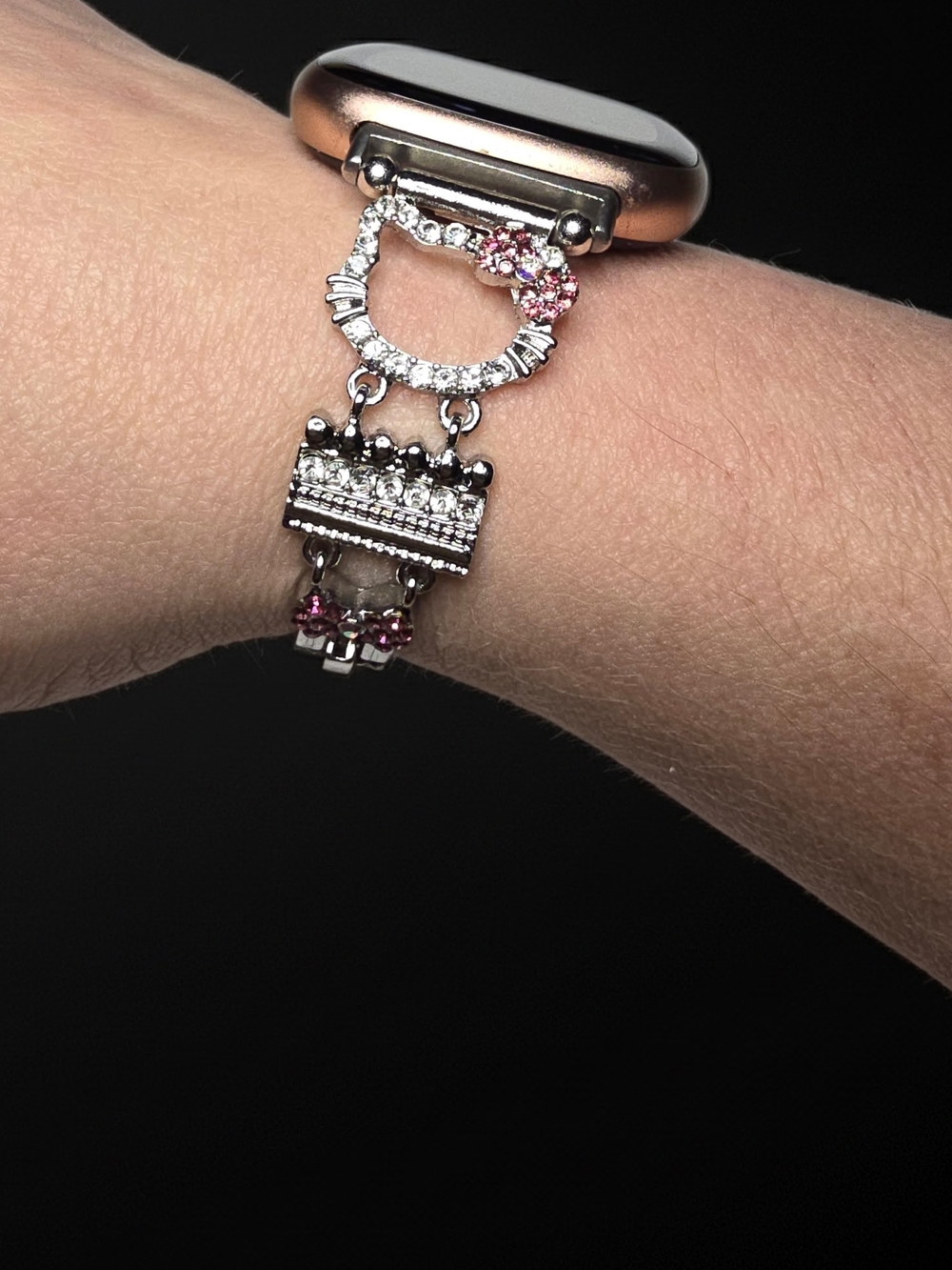 Hello Kitty Fitbit Band/Strap with Silver & Pink Crystal Bling